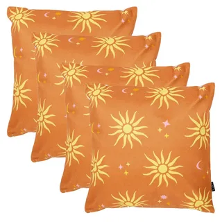 icon Outdoorkissen 4er Set , Orange , Textil , Abstrakt , Quadratisch , 43x43 cm , Gartenmöbel, Gartenpolster & Auflagen, Gartenkissen