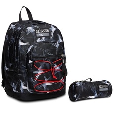 Seven RUCKSACK NEW FIT SNAKY BOY Backpack für Schule, Uni & Freizeit, Geräumige Schultasche für Teenager,mit Trinkflaschenfach,italienisches Design + Federmäppchen,Federtasche für Schreibwaren