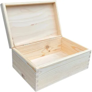WoodGall Holzkiste mit Deckel 30x20x13cm – Aufbewahrungskiste aus massivem Kiefernholz, natur Holzbox für Haushalt, Deko, Spielzeug & Geschenke