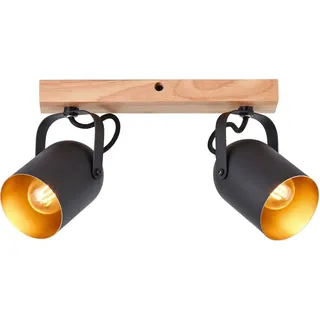 Brilliant Tronte 2-flammig schwarz/gold Holz/Metall