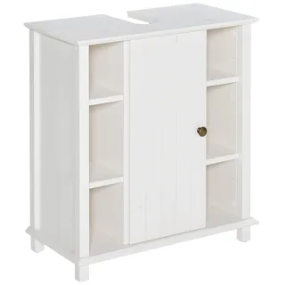 Home affaire Waschbeckenunterschrank »Vili« Badezimmerschrank im Landhaus-Look, mit 6 Fächern, aus Massivholz, weiß