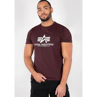 T-Shirt ALPHA INDUSTRIES "Basic T-Shirt", Herren, Gr. M, rot (deep maroon), Single Jersey, Obermaterial: 100% Baumwolle, bedruckt, regular fit normal, Rundhals, normaler Saum, Shirts T-Shirt, Baumwolle, regular fit, Topseller