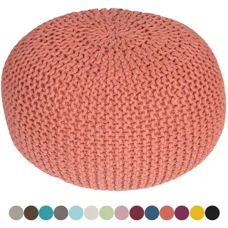 Sitzpuff Sitzpouf Sitzhocker Bodenkissen Ottonmane extra hoch Lachs Baumwolle