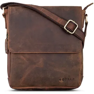 ROYALZ 'Cleveland' Vintage Leder Umhängetasche Herren Klein stilvolle Vintage Männer Schultertasche aus Echtleder, Farbe:Nevada braun
