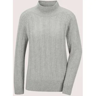 Madeleine Longpullover mit Zopf- und Ajour-Muster Silbergrau 34