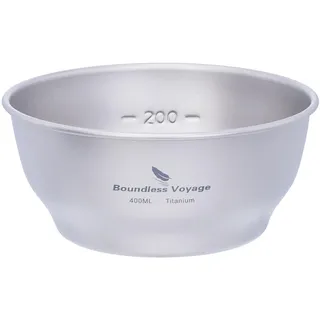 iBasingo 400ml Titan Schalen Platte Ultraleichte Einwandige Schüssel Teller Outdoor Camping Geschirr Küchenutensilien mit Tragetasche Ti1105T