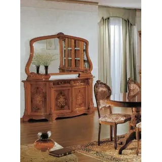Kommoden Italienische Möbel Massiv Spiegel 2tlg Kommode Sideboard Schrank Holz - Braun