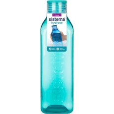 Sistema Wasserflasche, quadratisch | 1 l | BPA-freie Wasserflasche | dicht schließender Deckel | griffsichere Form | gemischte Farben