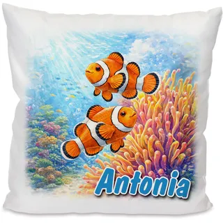 Unikatolo Kissen mit Name personalisiert, Geschenkidee für Kinder & Erwachsene, Namenskissen, Kissen für Paare, Geschenk zum Geburtstag, Weihnachten, Ostern (Fische)