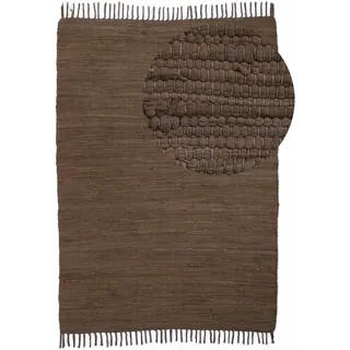 carpetfine Teppich »Kelim Chindi uni, auch als Läufer« rechteckig 5 mm Höhe Wendeteppich, reine Baumwolle, handgewebt, Uni-Farben, mit Fransen, braun