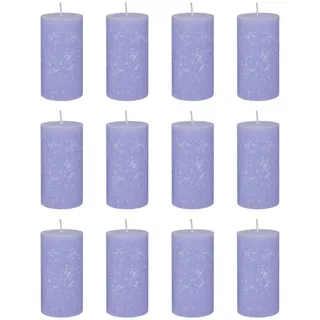Butlers Stumpenkerze (12er-Set) Rustic Ø6,8 x 13 cm , Violett , Paraffin , 7x13x7 cm , Dekoration, Kerzen & Kerzenhalter