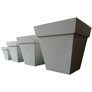 point-garden 4er Set Blumenkübel Pflanzkübel Pflanzgefäß Blumentopf weiß eckig