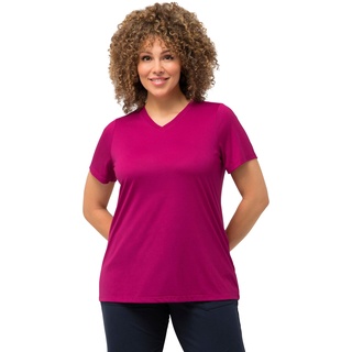 Ulla Popken Damen große Größen Übergrößen Plus Size Funktionsshirt, antibakteriell, V-Ausschnitt, Halbarm Magenta 50+ 810781810-50+