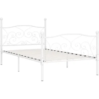 vidaXL Bettgestell mit Lattenrost Weiß Metall 90 x 200 cm - Weiß