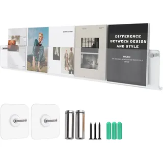 Hrokz Zeitungsständer Wand Acryl - 40cm/60cm/80cm/100cm Zeitungshalter Wand Ohne Bohren - Zeitschriftenständer Transparent Modern