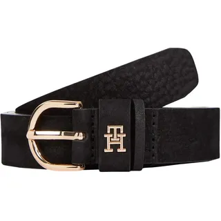 Tommy Hilfiger Damen Gürtel Essential Effortless 2,5 cm Nubuck Ledergürtel, Schwarz (Black), 90 cm