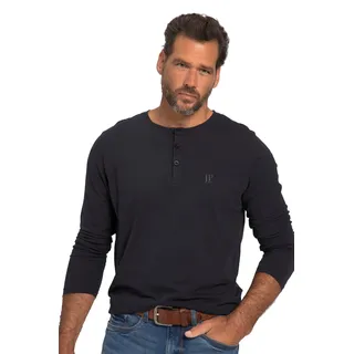 JP 1880 Herren große Größen Übergrößen Menswear L-8XL Henley, Basic, Shirt, Langarm, Knopfleiste dunkel Marine 4XT 702555730-4XT