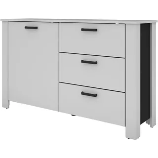 byLIVING Sideboard FARO/Absetzung in schwarz / 1 Tür und 3 Schubkästen/verstellbare Einlegeböden/viel Stauraum/Kommode/Anrichte/Maße: B 140, H 84, T 40 cm (Weiß)