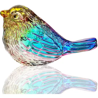 H&D Hyaline & Dora 7,6 cm Bunte Glasvogelfigur, Miniatur Vögel aus geblasenem Glas, Vogelgeschenke für Vogelliebhaber, Frauen, Männer, Tiere, Sammelfiguren für Schreibtisch und Tischdekoration