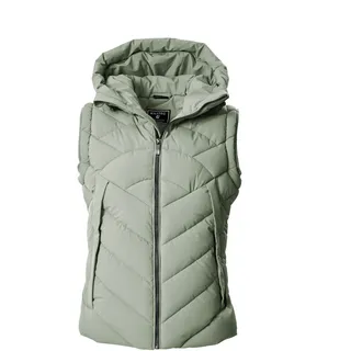 Steppweste KILLTEC "KOW 11 WMN VST", Damen, Gr. 36, grün (graugrün), Obermaterial: 100% Polyester.Futter: 100% Polyamid.Füllung: 100% Polyester, Westen Steppweste, Winddichte, wasserabweisende Damen-Steppweste mit Kapuze