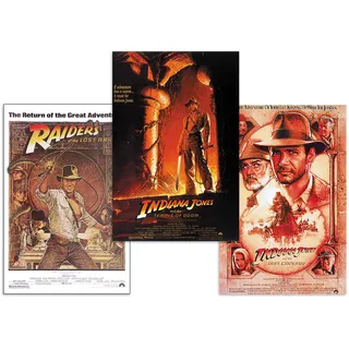 Close Up Indiana Jones Poster 3-er Set Filmplakate (68,5cm x 101,5cm)