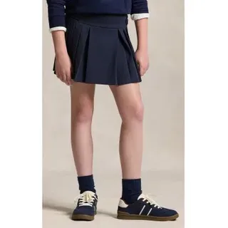 Polo Ralph Lauren für Mädchen. 313749584001 Marineblauer Ponte-Hosenrock mit Falten ((S) 7años= 130/134cm), Lässig, Polyester, Kinderbekleid