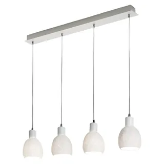 Moderne Pendelleuchte Marina aus Metall und weißer Keramik, 4 E27-Fassungen, elegantes Design für die Innenbeleuchtung, 960 x 85 mm - Weiß