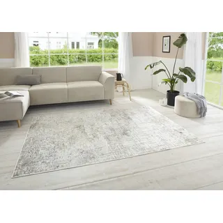 Chameis Kurzflor Teppich – Vintage-Look Viskose Klassisch leicht glänzend Relief-Optik Marmor-Optik Design Used-Look für Wohnzimmer Küche Flur oder Schlafzimmer Beige Kupfer, 135x195cm