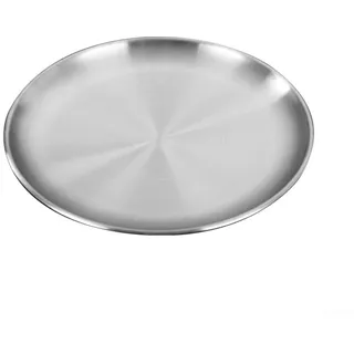 Edelstahl-Teller, runde Form, 14/17/20/23/26 cm Durchmesser, Speiseteller, Metallteller zum Essen, Camping, Grillen, Küche, Frühstück, Mittagessen (26 cm)