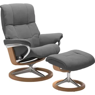 Stressless® Relaxsessel »Mayfair«, (Set, Relaxsessel mit Hocker), mit Hocker, mit Signature Base, Größe S, M & L, Gestell Eiche grau