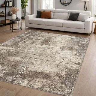 Teppich-Traum Moderner Teppich Vintage-Steinoptik Beige Grau 240x340 cm | Weich und pflegeleicht, strapazierfähig, formstabil, allergikerfreundlich, für Fußbodenheizung und Saugroboter geeignet