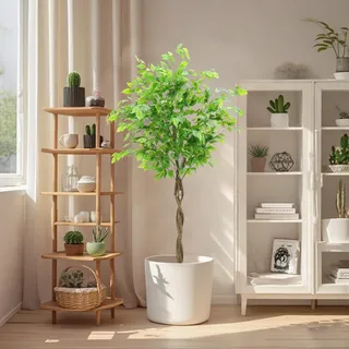 Kunstpflanze Ficusbaum 160cm(63 Inch), Große Künstlicher Ficus Baum Im Topf, Naturgetreuem Holzstamm Und Struktur Moderne Dekoration Künstliche Pflanzen Für Zuhause, Büro, Wohnzimmer