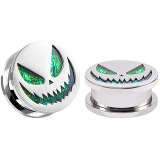 COOEAR Schraube zurück Messgeräte für Ohren Piercing Halloween Kürbis Stil gefälschte Opal Ohrstöpsel und Tunnel 8mm bis 25mm.