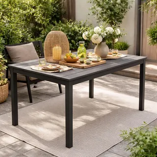 Gartentisch Outdoortisch Campingtisch Anthrazit 138x80x72cm Holz-Optik - Grau