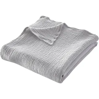 LeGer Home by Lena Gercke Wohndecke »HEVIN« Tagesdecke im Baumwoll-Crinkle-Effekt, Musselin, Kuscheldecke, grau
