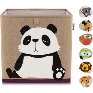 LIFENEY Aufbewahrungsbox Kinder mit Panda Motiv I Spielzeugbox mit Tiermotiv passend für Würfelregale I Ordnungsbox für das Kinderzimmer I Aufbewahrungskorb Kinder