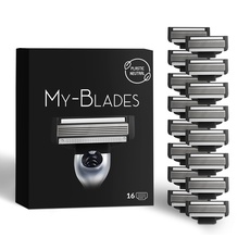My-Blades® Rasierklingen kompatibel mit Gillette Mach3, Plastikneutral, 16 Ersatzklingen für Nassrasierer mit 5-fach Klinge