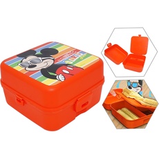 HOVUK Mickey Mouse Lunchbox für Kinder, 14 cm, 3 Fächer, Lunchbox mit Klickverschluss, lebensmittelechte Snackbox für Schule oder Reisen ab 3 Jahren