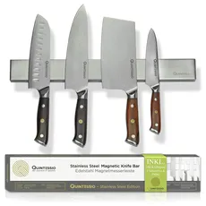 QUINTESSIO - Magnetleiste Messer selbstklebend Edelstahl - Messer Magnetleiste zum Kleben oder Bohren - Messerhalter magnetisch 40 cm - Messerleiste für alle Haushalte - silber