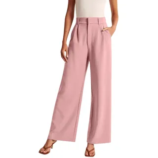 Weites Bein Hose Damen Sommer Elegantes Anzughose Stoffhose Für Frauen Arbeit Business Hosen Lockere Hoch taillierte Palazzo Büro Chino Hose Fließende Sommerhose
