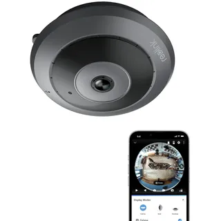 Reolink 6MP WLAN Überwachungskamera Innen, 360° Blick Panorama Fisheye Kamera mit 2,4/5 GHz WLAN, Personenerkennung, 2 Wege Audio, Decken-/Wand-/Tisch-Installation, Mehrere Display-Ansichten, FE-W