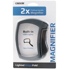 Carson Lighted MagniFold 2x Leselupe mit ergonomischem Komfort-Klappgriff und Beleuchtung (MJ-50)