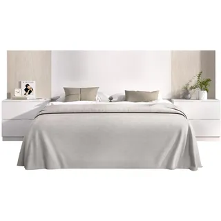 DEKIT GRUPO RIMOBEL Loma Kopfteil, Holz, weiß/eloxiert, 96 x 258,8 x 34,2 cm