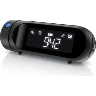 Bearware Radiowecker mit Projektor 3 Stufen dimmbar, DAB, DAB+, FM, Projektionswecker, 20 Speicherplätze, Wecker digital, Sleep-Timer, Snooze, Display 4 Stufen dimmbar, USB-Port, 2 Alarmzeiten, Walnuss - Schwarz
