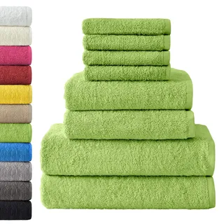 NatureMark 8tlg Handtuch, 100% Baumwolle, Apfel Grün, 8 TLG. FROTTIER Set, 8