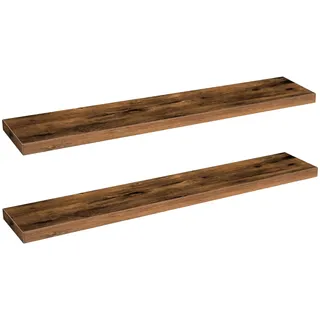 HOOBRO Wandregal, Schweberegale 2er-Set, stabile Wandboards, 120 x 20 x 4 cm Hängeregale, mit unsichtbaren Halterungen, für Bad, Schlafzimmer, Küche, Büro, Wohnzimmer, Vintagebraun EBF120BJP201