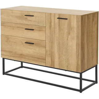 [en.casa] Sideboard Lavangen 100 x 75 x 35 cm Eicheoptik / Hellbraun