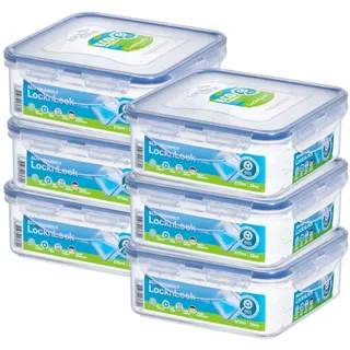 Lock & Lock HPL823 Frischhaltebox, quadratisch, 870 ml, 6 Stück