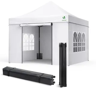VOUNOT Faltpavillon 3 x 3 m inkl. Seitenteile weiß