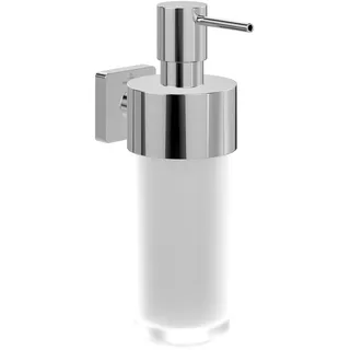 Villeroy & Boch Elements Striking Seifenspender, für Badezimmer, Wandmontage, Seifenspender aus satiniertem Glas mit Messinggriff, Inhalt 230 ml, Chrom